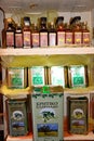 Tins and bottles of olive oil, Rethymno.