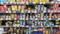 Tins of canned fish for sale in a supermarket