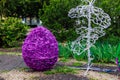 Tinsel egg. Easter and spring symbol. Background with selective focus and copy space
