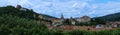 Panoramic view of the most representative buildings of the city in the old citadel. Sighisoara, Romania. Royalty Free Stock Photo