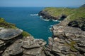 Tintagel Castle Ruin in South Cornwall, United Kingdom, Great Britain Royalty Free Stock Photo