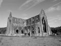 Tintern Abbey (Abaty Tyndyrn) in Tintern, black and white Royalty Free Stock Photo