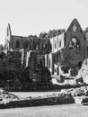 Tintern Abbey (Abaty Tyndyrn) in Tintern, black and white Royalty Free Stock Photo