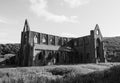 Tintern Abbey (Abaty Tyndyrn) in Tintern, black and white Royalty Free Stock Photo