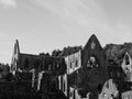 Tintern Abbey (Abaty Tyndyrn) in Tintern, black and white Royalty Free Stock Photo