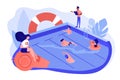 Swimming and lifesaving classes concept vector illustration.