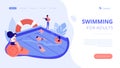 Swimming and lifesaving classes concept landing page.