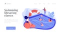 Swimming and lifesaving classes concept landing page.