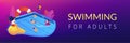 Swimming and lifesaving classes concept banner header.