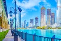 The tiny aley along Burj Lake in Dubai, UAE Royalty Free Stock Photo