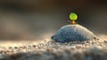 Tiny ant carrying a leaf on a rock Royalty Free Stock Photo