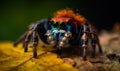 Tiny arachnid insect. Small pretty spider close up view. Generative AI