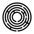 Tiny black circular maze, radial labyrinth