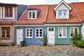 Tiny blue and green home side by side Royalty Free Stock Photo