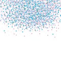 Falling Blue and Pink Confetti Vector Graphic. White Background. Soft Layout Design.