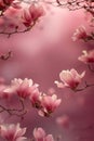 Tiny branches with pink cherry blossoms, empty field with space for your own content, banner. Flowering flowers, a symbol of