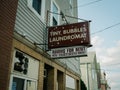 Tiny Bubbles Laundromat vintage sign, Freeland, Pennsylvania Royalty Free Stock Photo