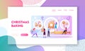 Tiny Characters Baking Huge Christmas Bakery or Sweets Landing Page Template. Festive Activity Preparation for Holidays