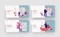 Tiny Characters Finding Idea, Solution in Labyrinth Landing Page Template Set. Challenge and Problem Solving Concept Royalty Free Stock Photo