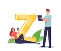 Tiny Characters with Gen Z Generation Virtual Communication Concept. Young Man and Woman with Smartphones