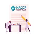 Tiny Characters with Microscope. Haccp Hazard Analysis and Critical Control Point. Standard and Certification