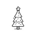 Tiny Christmas tree doodle illustration.