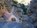 The tiny church in the pass of the mountains of Crete in Greece Royalty Free Stock Photo