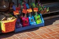 Tiny colorful toy guitars in a bin for sale at Olvera Street in Los Angeles California Royalty Free Stock Photo