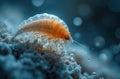 A tiny copepod with translucent shell floating amidst soft currents and swirling microbubbles. Generative AI Royalty Free Stock Photo