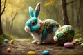 Tiny cute creature that look like strange-looking Easter bunny if it was crossed with Easter egg. AI generated Royalty Free Stock Photo