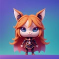 Tiny cute figure of scandinavian godess Freyja as a fox, 3D concept suitable as game development graphic resource, AI