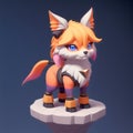 Tiny cute figure of scandinavian godess Freyja as a fox, 3D concept suitable as game development graphic resource, AI