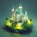 Tiny cute isometric castle soft smooth lighting