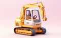 Tiny cute isometric excavator emoji - Soft design, Generative Ai