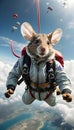 Tiny Daredevil: Witness the Excitement of Adrenaline-Pumping Mouse Skydiving