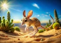 Tiny Desert Explorer A TiltShift Masterpiece Featuring a Charming Greater Egyptian Jerboa in a Miniature Landscape Royalty Free Stock Photo