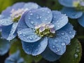 Tiny droplets of dew cling delicately to the edges of the petals.