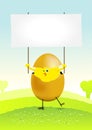 Tiny Easter Chicken in a spring landscape Royalty Free Stock Photo