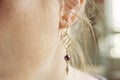 tiny elegant metal wire stone bead earring