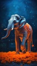 A tiny elephant balancing on the tip of a bright orange flower Royalty Free Stock Photo