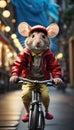 Tiny Explorer: Delight In The Playful Image Of A Mouse On A Bicycle