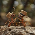 Tiny fighter Ants looking for food. Generate Ai