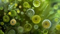 From tiny floating spheres of green algae to microscopic crustaceans and insect larvae this image captures the immense