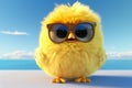 Tiny Fluffy yellow chick. Generate Ai