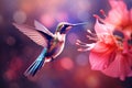 Tiny Flying hummingbird. Generate Ai Royalty Free Stock Photo