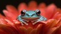 Tiny frog on a flower Royalty Free Stock Photo