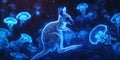 Tiny Glowing Kangaroo Exploring a World of Dreams and Fantasy Wallpaper Background for Imaginative, Magical, and Playful Design Royalty Free Stock Photo