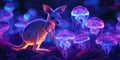 Tiny Glowing Kangaroo Exploring a World of Dreams and Fantasy Wallpaper Background for Imaginative, Magical, and Playful Design Royalty Free Stock Photo