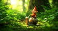 Tiny Gnome Riding a Snail Royalty Free Stock Photo