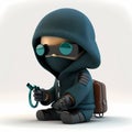 Tiny Hacker Bank Robbery Character . Generative AI
